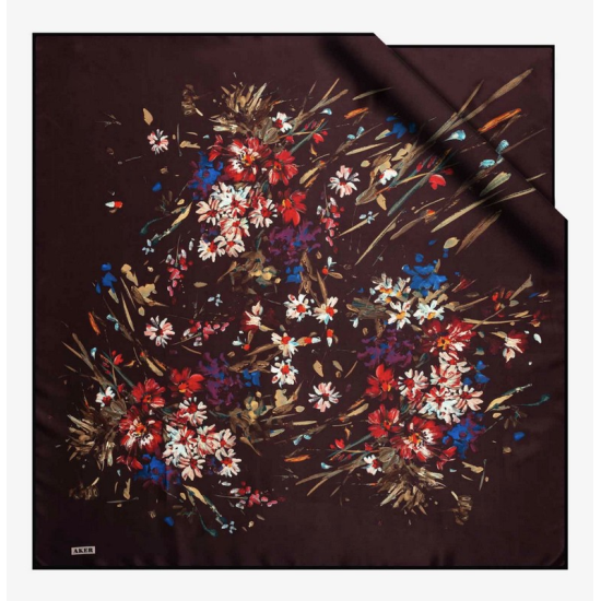 7798701-341 Aker İpek Krep Saten Eşarp 90X90 cm %100 İpek Eşarp