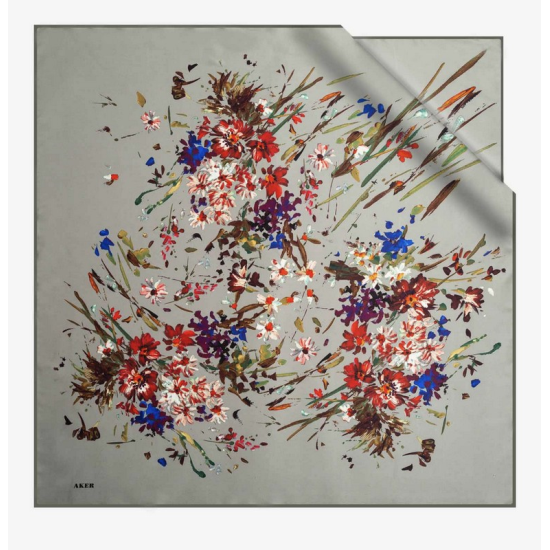 7798701-351 Aker İpek Krep Saten Eşarp 90X90 cm %100 İpek Eşarp