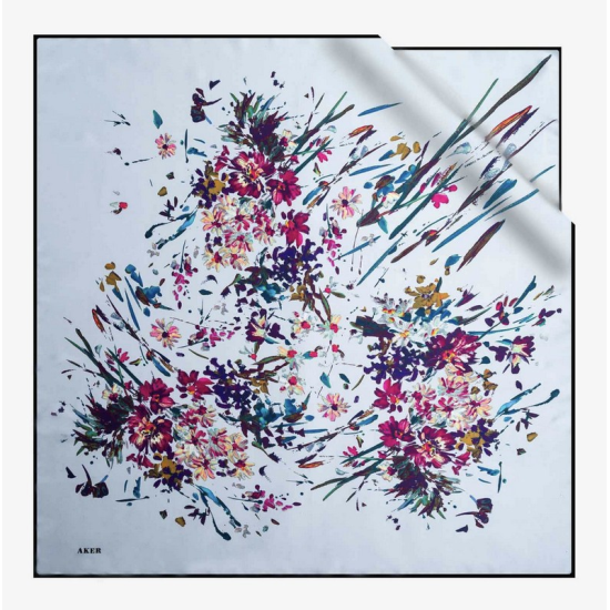 7798701-322 Aker İpek Krep Saten Eşarp 90X90 cm %100 İpek Eşarp